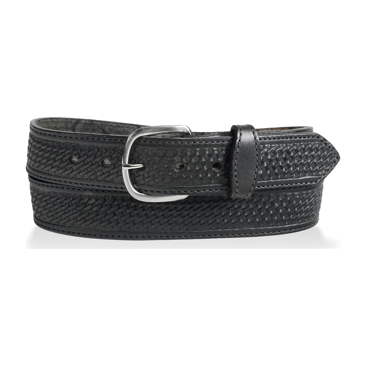 1 1/2" Cowboy Collection Basketweave Decorative Stitching Belt — Black — YourTack