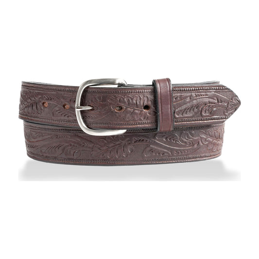 1 1/2" Oak Leaf Embossed Classic Western Casual Belt — Dark Brown — YourTack