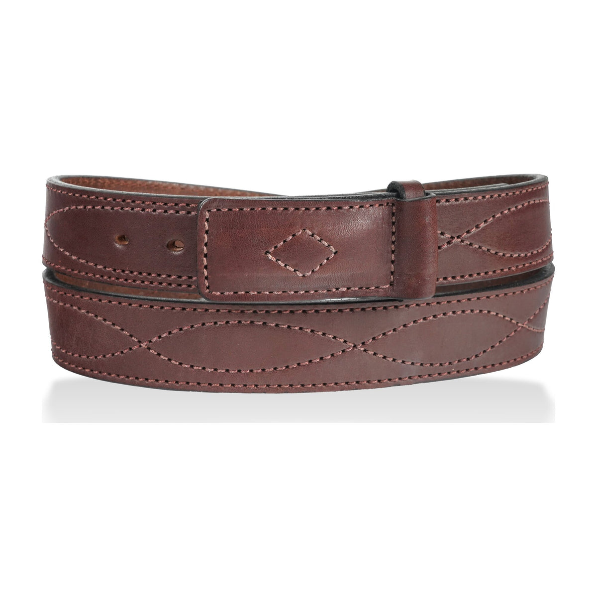 1 1/2" Figure 8 Stitching Men's Mechanics Style Leather Belt — Dark Brown — YourTack