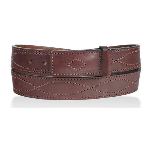1 1/2" Figure 8 Stitching Men's Mechanics Style Leather Belt — Dark Brown — YourTack