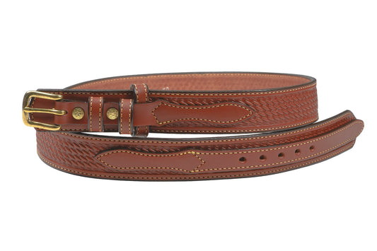 1 1/2" English Bridle Leather Basketweave Embossed Ranger Belt - YourTack