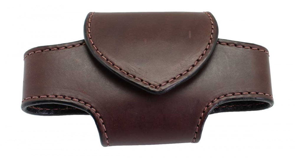 Horizontal Plain Leather Cell Phone Holster — Brown leather front view — YourTack