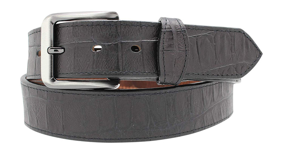 Alligator Embossed Leather Dress Belt w/ Tabs - YourTack