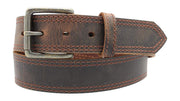 Distressed Leather Belt Double-Stitched Full Grain Leather - YourTack