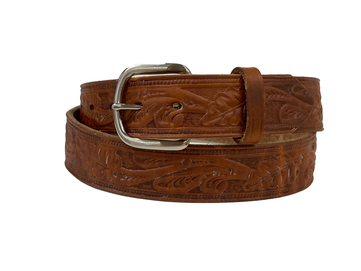 1 1/2" Oak Leaf Embossed Classic Western Casual Belt - YourTack